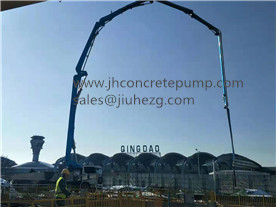 63m Foton concrete boom pump truck at Qingdao metro jobsite